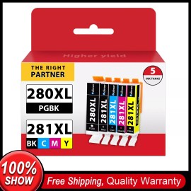 MOLIMER PGI-280XL CLI-281XL Ink 5-Pack Compatible for TR8620 TS9521C TS8220 TS6200