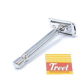 OdontoMed2011® Double Edge Safety Razor Shaver Cut Throat Shaving Chrome Plated with 5 Pcs Double Edge Razor Blades BTS-321