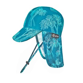 weVSwe Baby Sun Hat with Chin Strap UV Protection UPF 50+ Girls Boys Wide Brim Flap Cap Beach Vacation Blue Leaves 12-24M