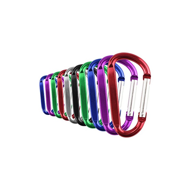 SWATOM Aluminum D-Shape Carabiner Clip 1.6/1.8/2.2/2.6/3 Inches Spring Snap Hook
