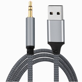 USB to 3.5mm TRS Audio Jack Adapter, TUNGHEY USB Male to 3.5mm Male AUX Stereo Audio Cord, Compatibility with Laptop, Speaker, Windows,Not Applicable to Charging and MP3, Car, TV USB Ports (1.5M)
