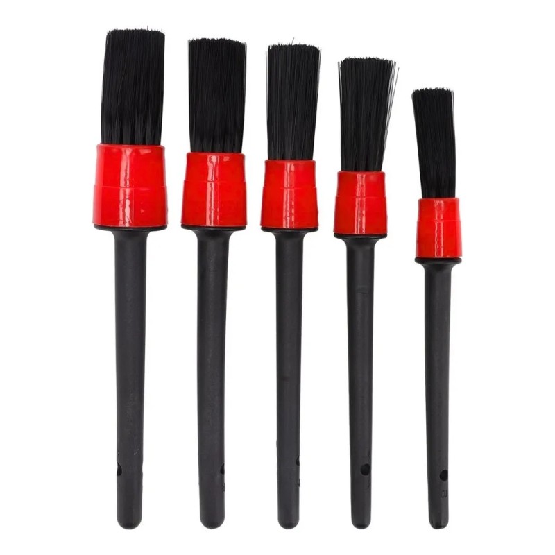 5pcs Cepillo Brocha Lavado Detallado Automotriz Dureza Media Negro