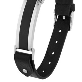 s.Oliver 2035966 Identity Bracelet Stainless Steel Leather Men's Bracelet 23.5 cm Bi-Colour Comes in Jewellery Gift Box, Stainless Steel, None