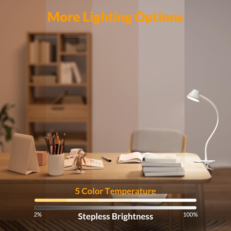 LEPOWER Clip on Light, Dimmable Book Light for Reading in