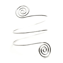 Caiyao Punk Cool Upper Arm Adjustable Bracelet Open Cuff Bangle Coil Bracelet Simple Swirl Leaf Armband Minimalist Armlet Vintage Jewelry for Women-silver swirl