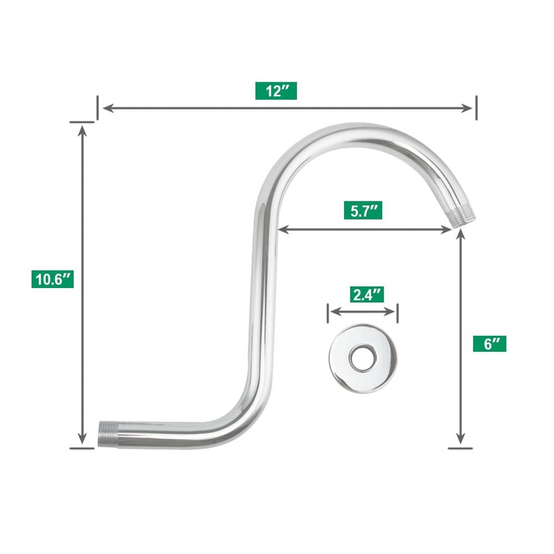 Purelux Goose Neck Shower Arm Made of Stainless Steel, Oil