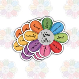 3 Pcs You are Affirmation Flower Sticker – Positive Mental Health Motivational Quote Vinyl Decal Waterproof for Laptop, Water Bottle, Journal – Self Love Therapy Gift for Teens and Teachers – 3 Inch