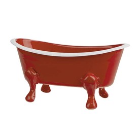Rustic Enamel 1 Piece 5.5" Metal Clawfoot Mini Bathtub Soap Dish Mini Bath Tub Decoration Clawfoot Tub Soap Caddy Collection (Berry)