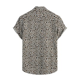 VATPAVE Mens 100% Cotton Hawaiian Shirts Floral Short Sleeve Button Down Shirts Summer Beach Shirts Medium White Leopard