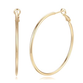 14K Gold Hoop Earrings for Women Trendy Gold Earrings Polished Chunky Hoop Earring Classic Dainty Earring for Women