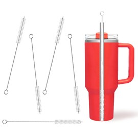 Stainless Steel Cleaning Brushes for Reusable Drinking Straws, 5 Pack, Flexible Long Wire Bristle Cleaners for Drinking Straws Tumbler, Water Bottle, Sippy Cups, Pipes