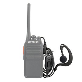 Retevis 2 Way Radio Earpiece, C-Type Earhook, 2 Pin, for RT22 RT68 RT21 H777H H-777 RT86A, Compatible with Pxton BAOFENG BF-T26 BF-888S Kenwood Walkie Talkies, Walkie Talkie Earpiece with mic(2 Pack)