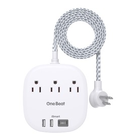 Cruise Essentials 2025,One Beat Travel Power Strip with 3 Outlets 4 USB Ports 3.1A,Short Extension Cord 1ft Desktop Charging Station for Travel Home Office,Cruise Ship Essentials,ETL Listed