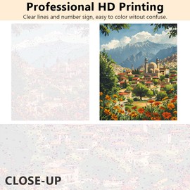 Paint by Numbers Kit for Adults, Traditional Village Paint by Numbers with Paintbrushes and Acrylic Pigment, Mountains and Vibrant Flora Paint by Numbers Kit for Adults Beginner 16x20 Inch Frameless
