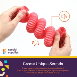 Special Supplies Fun Pull and Stretch Tubes for Kids - Pop, Bend, Build, and Connect Toy, Provide Tactile and Auditory Sensory Play, Colorful, Heavy-Duty Plastic (Pastel-8)