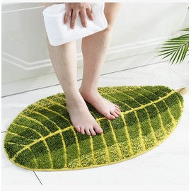 KRUIHAN Bathroom Carpet Mat Soft Plush - Leaves Shape Floor Anti-Slip Water Absorption Area Rug for Bedroom Kitchen Door Bathtub 45 * 75cm