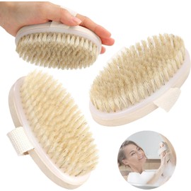 2pcs Cepillo Corporal para Masaje, Exfoliante de Baño de Cerdas, Naturales para Eliminar las Toxinas de la Piel Muerta para Cuerpo Seco, Ayuda al Tratamiento de Celulitis (B)