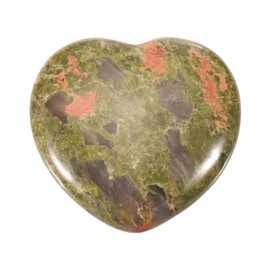 PATIKIL Thumb Worry Stone for Anxiety, 1.2" Natural Heart Crystal Stone, Polished Gemstone Hand Carved Pocket Rock Anxiety Crystals for Women Stress Gifts Meditation, Green Pink