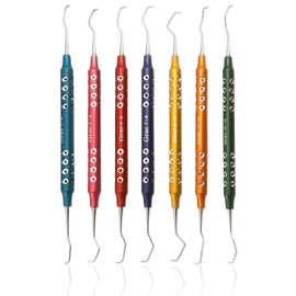 AAProTools Set of 7 Standard Gracey Curettes Hollow Handle Periodontal Dental Scalers Color Handles