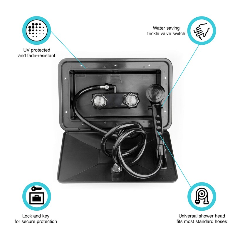 Dura Faucet DF-SA170-BK RV Weatherproof Exterior Shower Box Kit -
