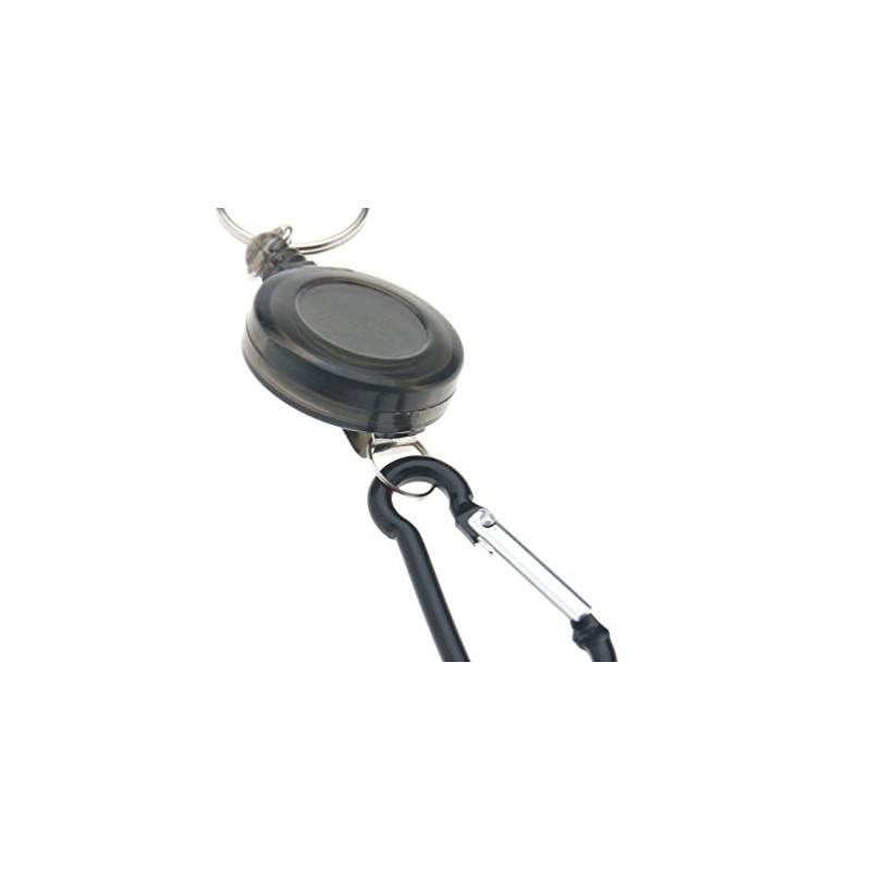 AKORD 2 x Black Retractable Key Chain Badge Reel Recoil