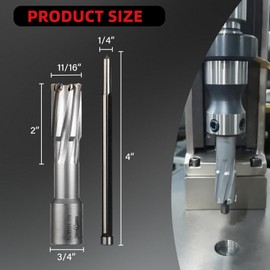 ANGELSWORD TCT Annular Cutter Diameter 11/16", Cutting Depth 2" Tungsten Carbide Tipped, Mag Drill Bits Kit for Magnetic Drill Press, with One 1/4"*4" Pilot Pin