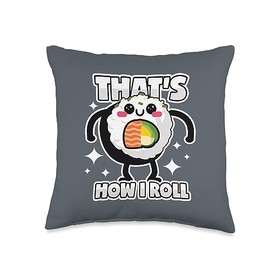 Reis mit Fisch, Nori und Sojasauce Sushi Roll Maki Nigiri Bento Box Throw Pillow, 16x16, Multicolor