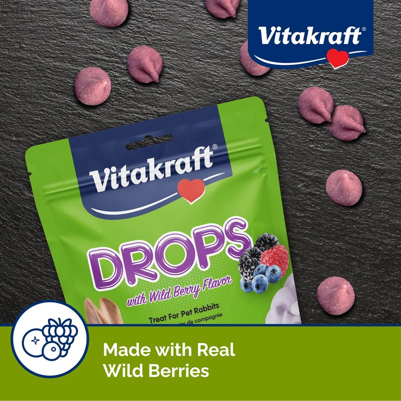 Vitakraft Drops Rabbit Treats with Wildberry Flavor – 5.3 oz