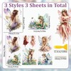 WANDIC 3Pcs Rub On Transfer Stickers Fairy Theme Decals Waterproof