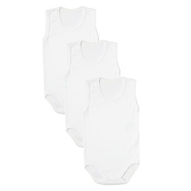 Baby Bodysuit 3 pcs | 100% Organic Cotton Baby Bodysuits with Straps | Comfortable and Sweet Bodysuits for Girls and Boys (Ecru-Ecru-Ecru, 3-4 Year)