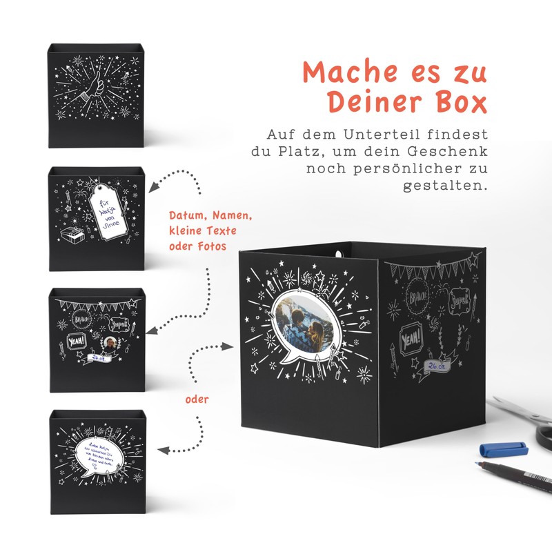 SURPRISA Christmas Gift Box - Black Glitter XMAS Print -