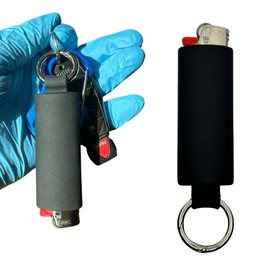 Lighter Holder for J6 BIC Lighters. Silicone case has a Spring Clip Attached to Easily Secure Your Lighter to Any Bag, Key Ring or Belt Loop. (Black)