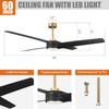 Parrot Uncle Black Ceiling Fans with Lights and Remote, 60