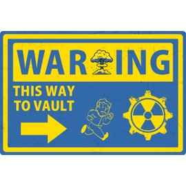 Flinelife Fallout Shelter Sign, 8x12, Fallout Warning Sign, Garage Decor, Man Cave Sign, Video Game Room Decor