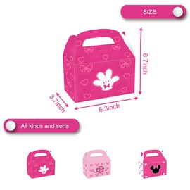 12Pcs Pink Mouse Gift Box,For Mouse,3 Styles of Cute Mouse Theme Party Favor Candy Boxes,for Cartoons Theme Birthday Gift Giving Party Favors Decorations Supplies