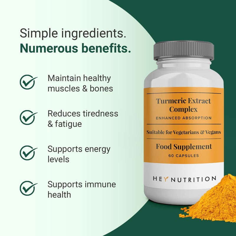 Hey Nutrition Turmeric Extract Complex - Vitamin D3 & C,