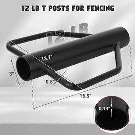 T Post Driver with Handles 12 LB Metal Fence Post Driver for U Fence Post Wooden Post Chainlink Fence,Heavy Duty Hand Post Pounder (Black, 12 LB)