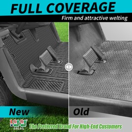 10L0L Golf Cart Floor Mat for EZGO RXV 2008-up, Full Coverage Floor Liner Mat with Grass-scraping Design, Honeycomb Pattern, Made by Eco-friendly Resin Rubber - Black