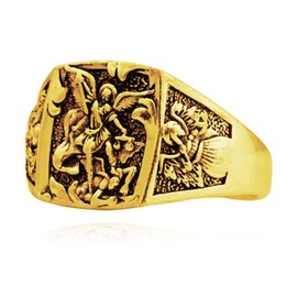 MayiaHey Greek Angel Ring for Men, Gold Greek Angel Wing Ring Vintage Wing Sword Ring for Boys (Gold, S)