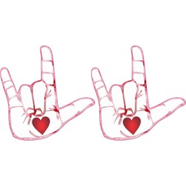 StickerTalk Pink Heart Hand ASL I Love You Vinyl Stickers, 1 Sheet of 2 Stickers, 2.5 inches by 2.5 inches Each