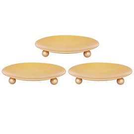 Candle Holder Decorative Iron Plate,Candle Stand for LED & Wax Candles,Spa,Bathroom,Weddings,4.33x0.78inch,Set of 3 (Gold)