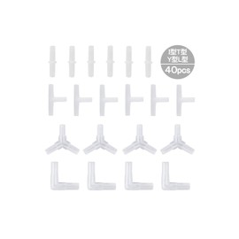 YFFSFDC Air Tube Connectors, 40 Pieces, Y Type, T Shape, L Shape, I Type, For Aquarium, Triangular & Double Sided Branch Tubing Connectors, Fittings, Aquarium, Aquarium, Plastic, Transparent Color, 4 Types