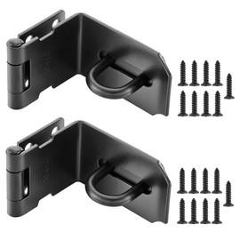 Mogokoyo Pack of 2 Stainless Steel 90 Degree Hasp Lock Security Lock Device Door Lock Hasp Padlock Door for Cabinet Window, Silver/Black (4 Inches, Black)