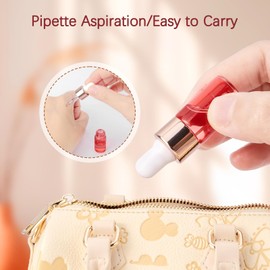 JIUWU 25 Pack 1/10 Oz Pink Mini Glass Dropper Bottle with 5 Funnels for Essential Oil,3 Ml Small Vials for Cuticle,Liquids,Blessing,Flower Oil