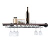 Industrial Pipe Shelf Wine Rack with Stem Glass Holder -