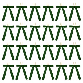PATIKIL 24 Pcs 1" Velvet Bows Vintage Wreath Bow Ribbon Gift Bows Green, 5"x7"