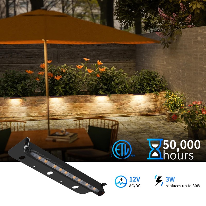 Kwinmyso 12-Packs 3W 7inch LED Hardscape Paver Lighting,12V AC/DC Low