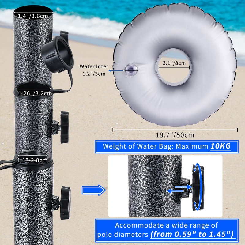 FLKQC Foldable Beach Umbrella Stand, Portable and Adjustable Sunshade Holder