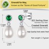 Prosilver Emerald Earrings for Women Pearl Jewellery Birthstone Stud Earings