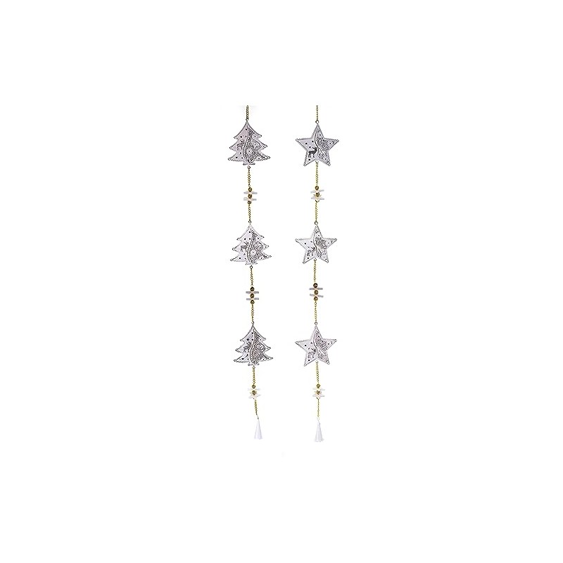 TEMPELWELT 2 x Decorative Star Tree Pendants, 77 cm Long,